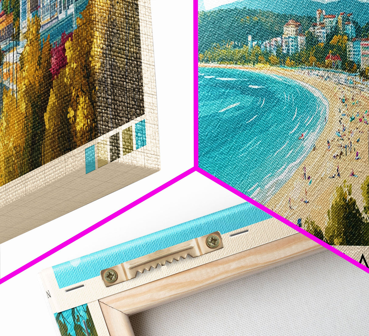 Albena, Bulgaria Panoramic Beach Print, Vacation Gift, Bulgaria Wall Art, Framed Canvas Print, Framed Beach Painting