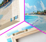 Arashi Beach, Aruba Panoramic Print, Vacation Gift, Aruba Wall Art, Beach Painting, Beach Decor, Large Wall Art, Wood Frame Art