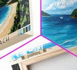 Coki Point Beach, US Virgin islands Panoramic Print, Vacation Gift, US Virgin islands Wall Art, Beach Painting, Beach Decor, Large Wall Art, Wood Frame Art