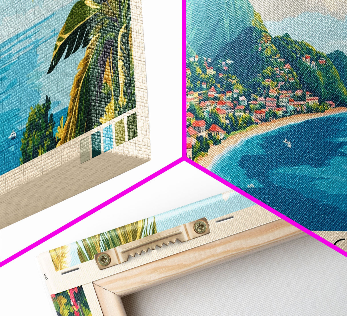 Dominica, Dominica Panoramic Beach Print, Vacation Gift, Dominica Wall Art, Framed Canvas Print, Framed Beach Painting