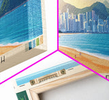 Golden Beach, Hong Kong Panoramic Beach Print, Vacation Gift, Hong Kong Wall Art, Beach Painting, Beach Decor, Beach Painting