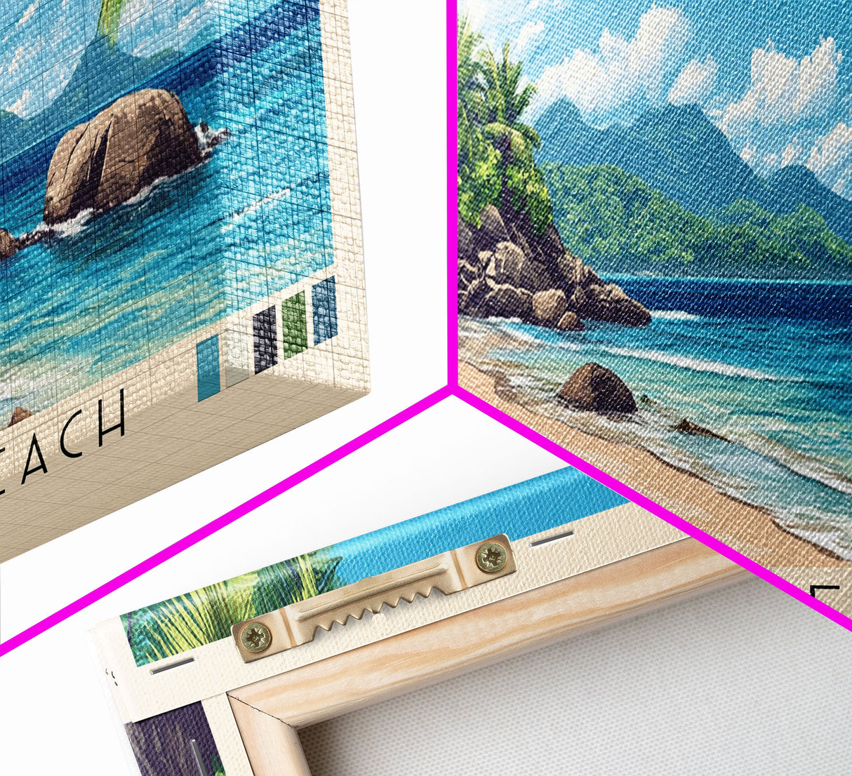 Grande Anse Beach, Seychelles Panoramic Beach Print, Vacation Gift, Seychelles Wall Art, Beach Painting, Beach Decor, Beach Painting