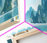 Ha Long Bay, Vietnam Panoramic Print, Vacation Gift, Vietnam Wall Art, Beach Painting, Beach Decor, Large Wall Art, Wood Frame Art