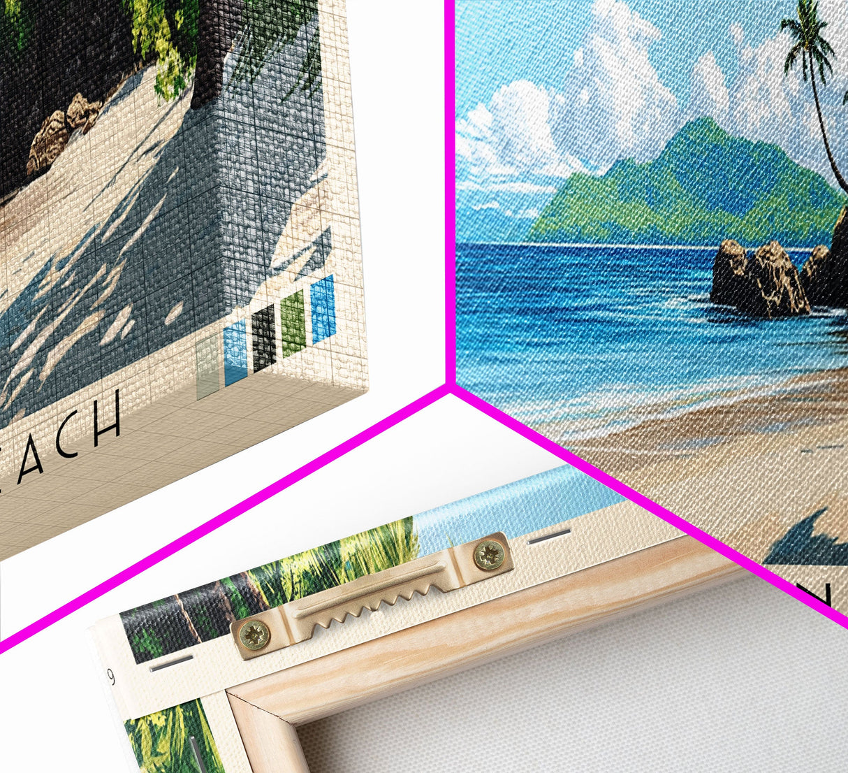 Honeymoon Beach, Fiji Panoramic Beach Print, Vacation Gift, Fiji Wall Art, Beach Painting, Beach Decor, Beach Painting