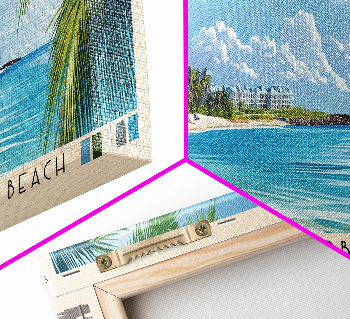 Honeymoon Harbor Beach, Bahamas Panoramic Beach Print, Vacation Gift, Bahamas Wall Art, Framed Canvas Print, Framed Beach Painting