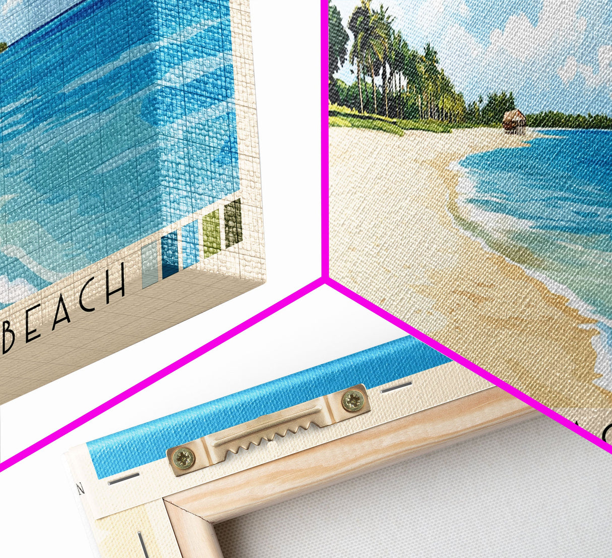 Hopkins Village Beach, Belize Panoramic Print, Vacation Gift, Belize Wall Art, Beach Painting, Beach Decor, Large Wall Art, Wood Frame Art