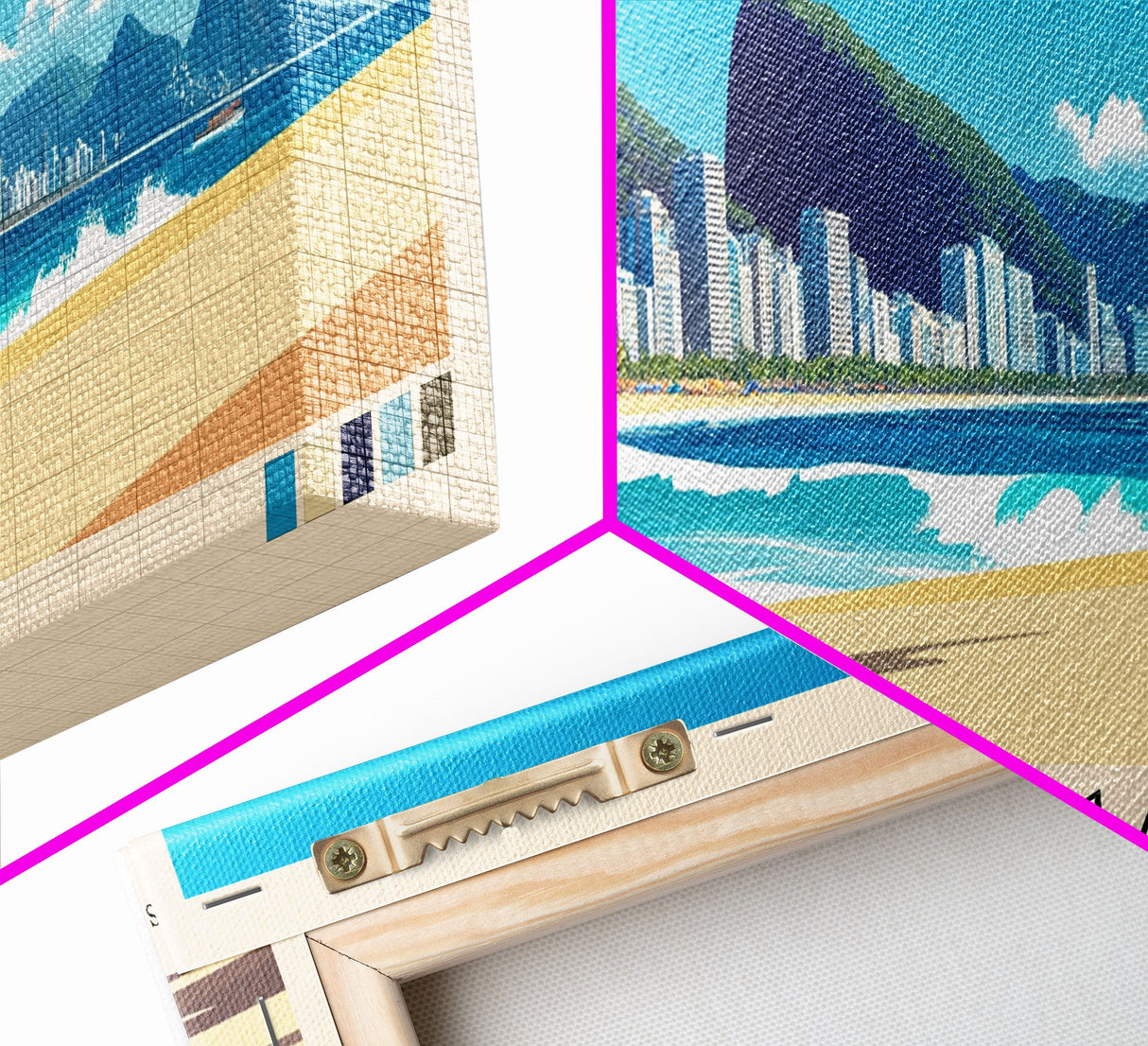 Ipanema, Brazil Panoramic Beach Print, Vacation Gift, Brazil Wall Art, Beach Painting, Beach Decor, Beach Painting