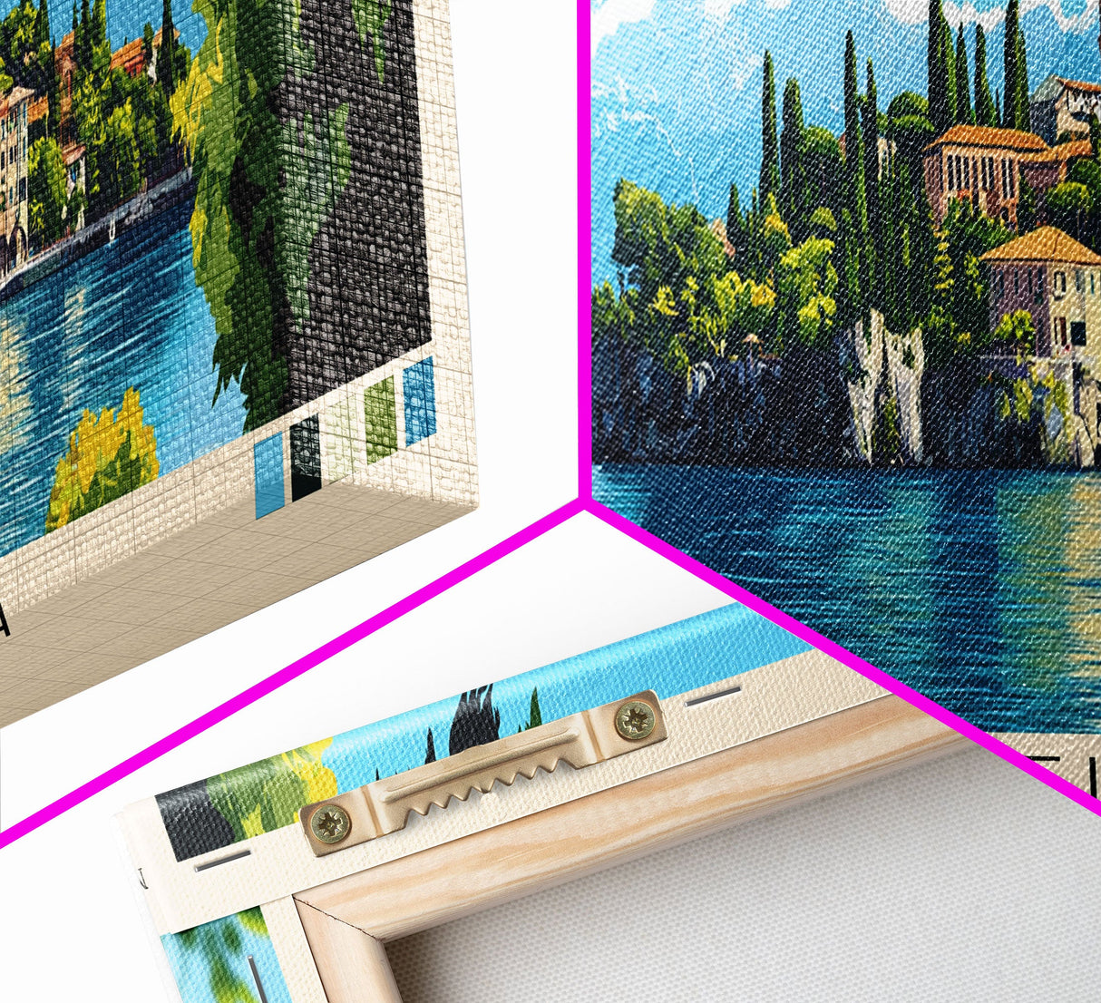 Isola Bella, Italy Panoramic Print, Vacation Gift, Italy Wall Art, Beach Painting, Beach Decor, Large Wall Art, Wood Frame Art