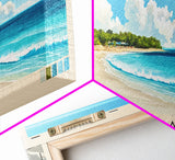 Love Beach, Bahamas Panoramic Print, Vacation Gift, Bahamas Wall Art, Beach Painting, Beach Decor, Large Wall Art, Wood Frame Art