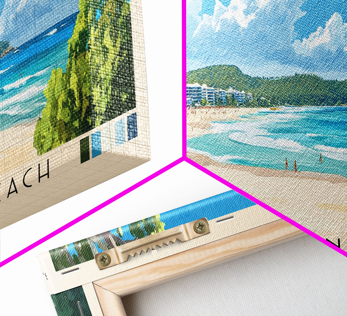 Noosa Main Beach, Australia Panoramic Print, Vacation Gift, Australia Wall Art, Beach Painting, Beach Decor, Large Wall Art, Wood Frame Art