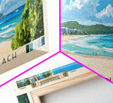 Noosa Main Beach, Australia Panoramic Print, Vacation Gift, Australia Wall Art, Beach Painting, Beach Decor, Large Wall Art, Wood Frame Art