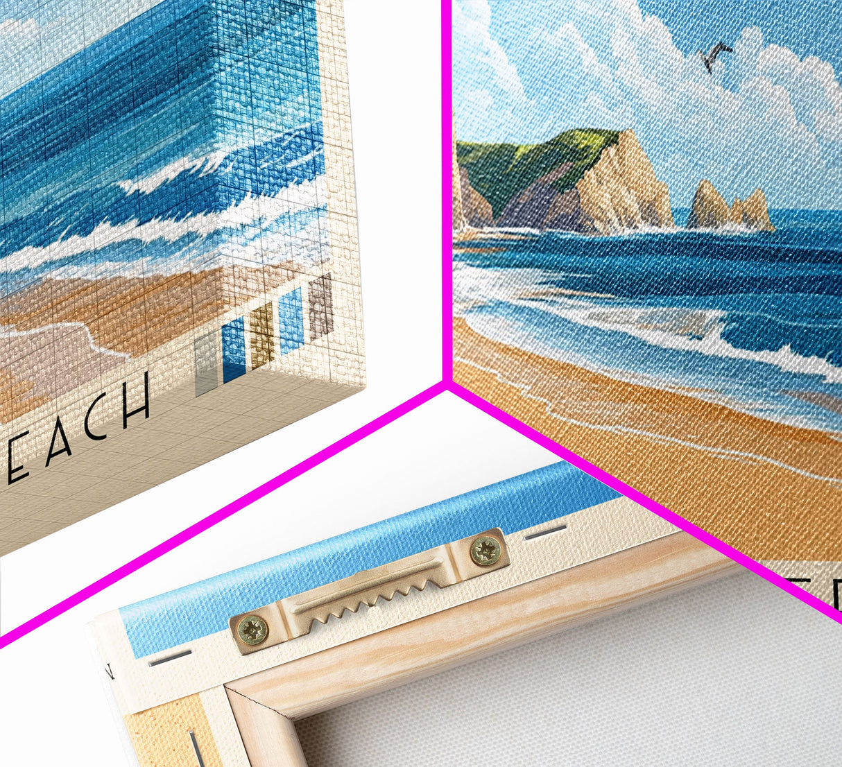 Pedn Vounder Beach, United Kingdom Panoramic Beach Print, Vacation Gift, United Kingdom Wall Art, Beach Painting, Beach Decor, Beach Painting