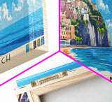 Positano Beach, Italy Panoramic Print, Vacation Gift, Italy Wall Art, Beach Painting, Beach Decor, Beach Or Lakehouse Art