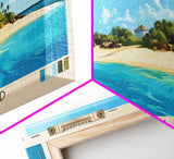 Sandy Island, Anguila Panoramic Print, Vacation Gift, Anguila Wall Art, Beach Painting, Beach Decor, Large Wall Art, Wood Frame Art