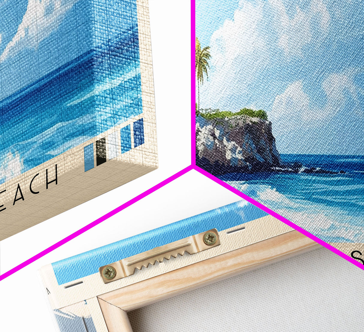 Silver Sands Beach, Barbados Panoramic Print, Vacation Gift, Barbados Wall Art, Beach Painting, Beach Decor, Large Wall Art, Wood Frame Art