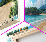 Teluk Bahang Beach, Malasyia Panoramic Print, Vacation Gift, Malasyia Wall Art, Beach Painting, Beach Decor, Large Wall Art, Wood Frame Art