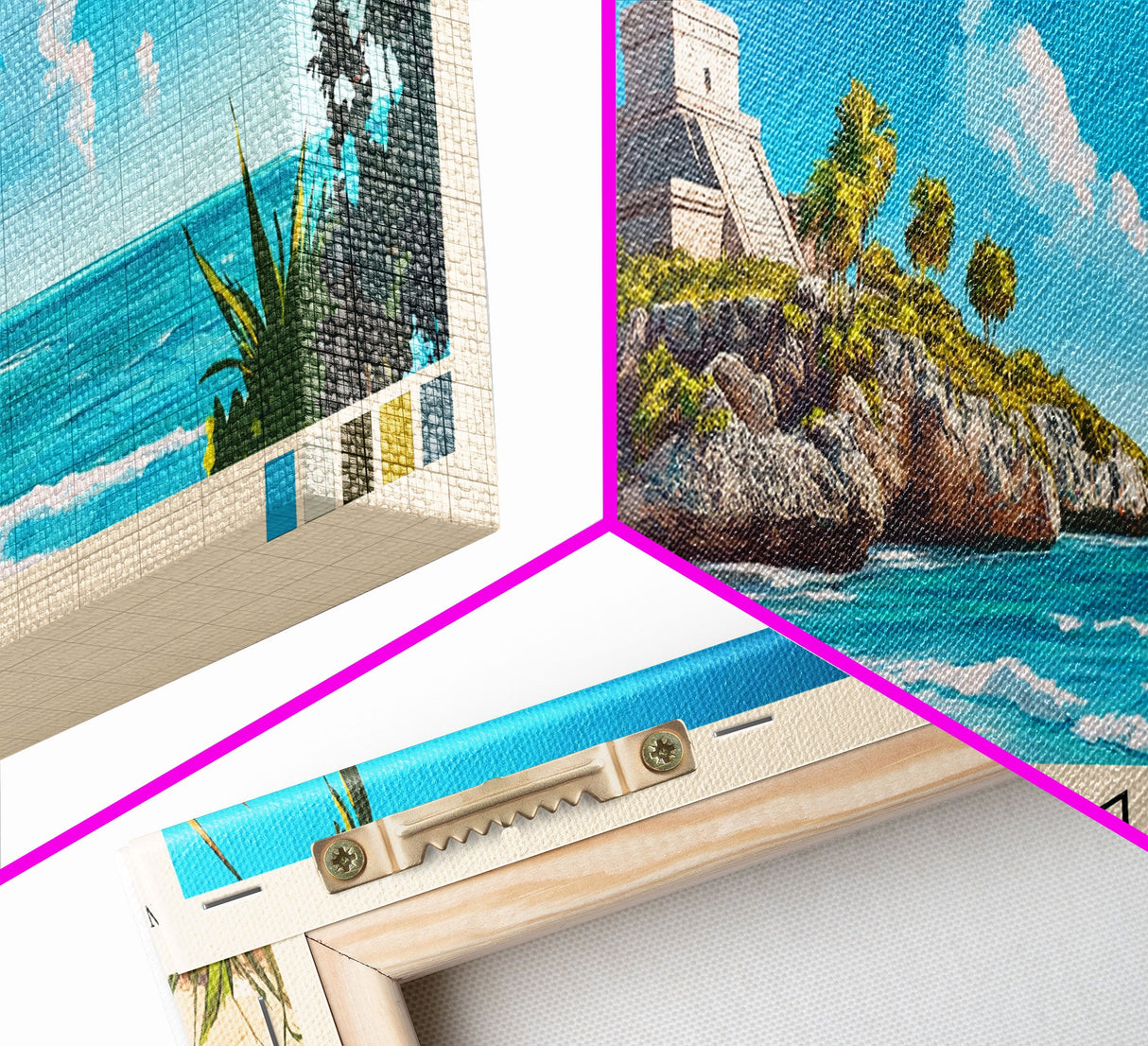 Tulum, Mexico Panoramic Print, Vacation Gift, Mexico Wall Art, Beach Painting, Beach Decor, Large Wall Art, Wood Frame Art