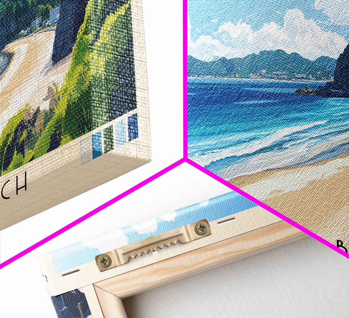 Yugihama Beach, Japan Panoramic Beach Print, Vacation Gift, Japan Wall Art, Beach Painting, Beach Decor, Beach Painting