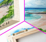 Crane Beach, Barbados Watercolor Beach Print, Vacation Gift, Barbados Wall Art, Framed Canvas Print, Framed Beach Painting