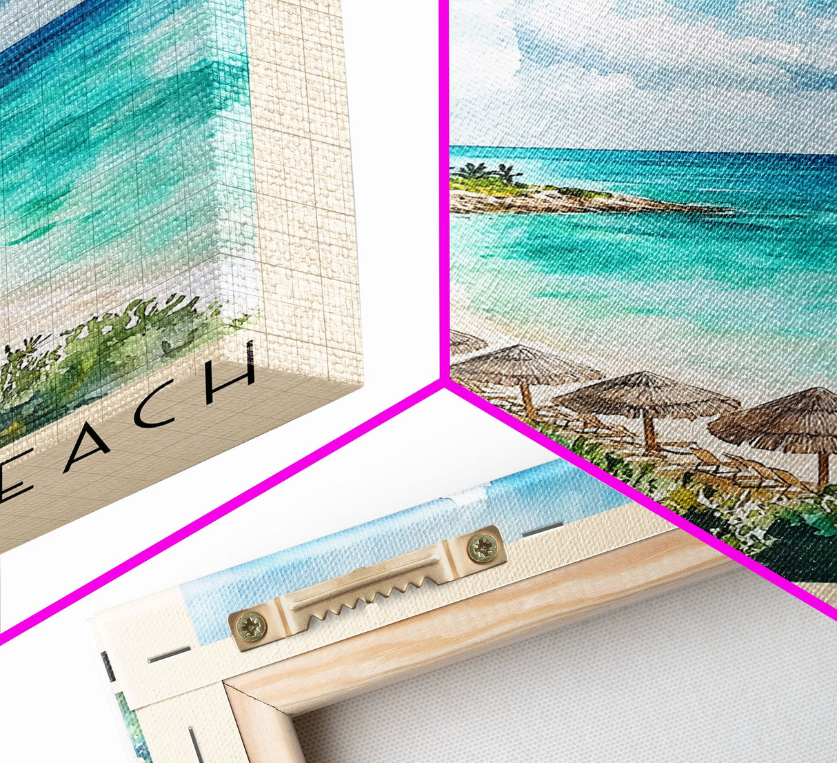 Hideaway Beach, Bahamas Watercolor Beach Print, Vacation Gift, Bahamas Wall Art, Framed Canvas Print, Framed Beach Painting