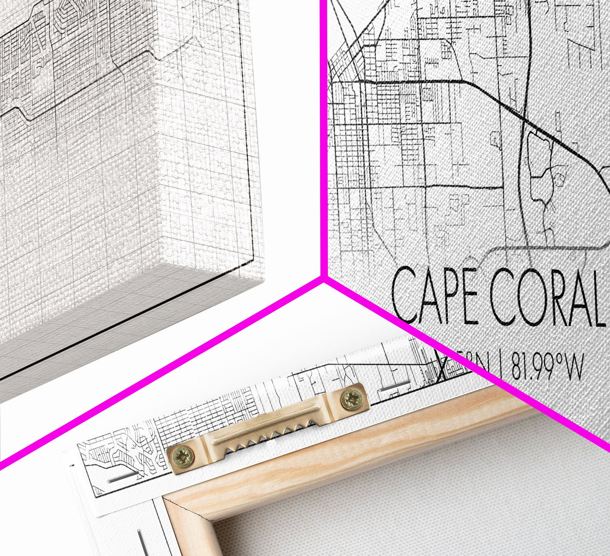 Panoramic Cape Coral City Map, Florida Art, Map Print, Minimalist Wall Art, Canvas Art, Housewarming Gift, Street Map Art, Closing Gift