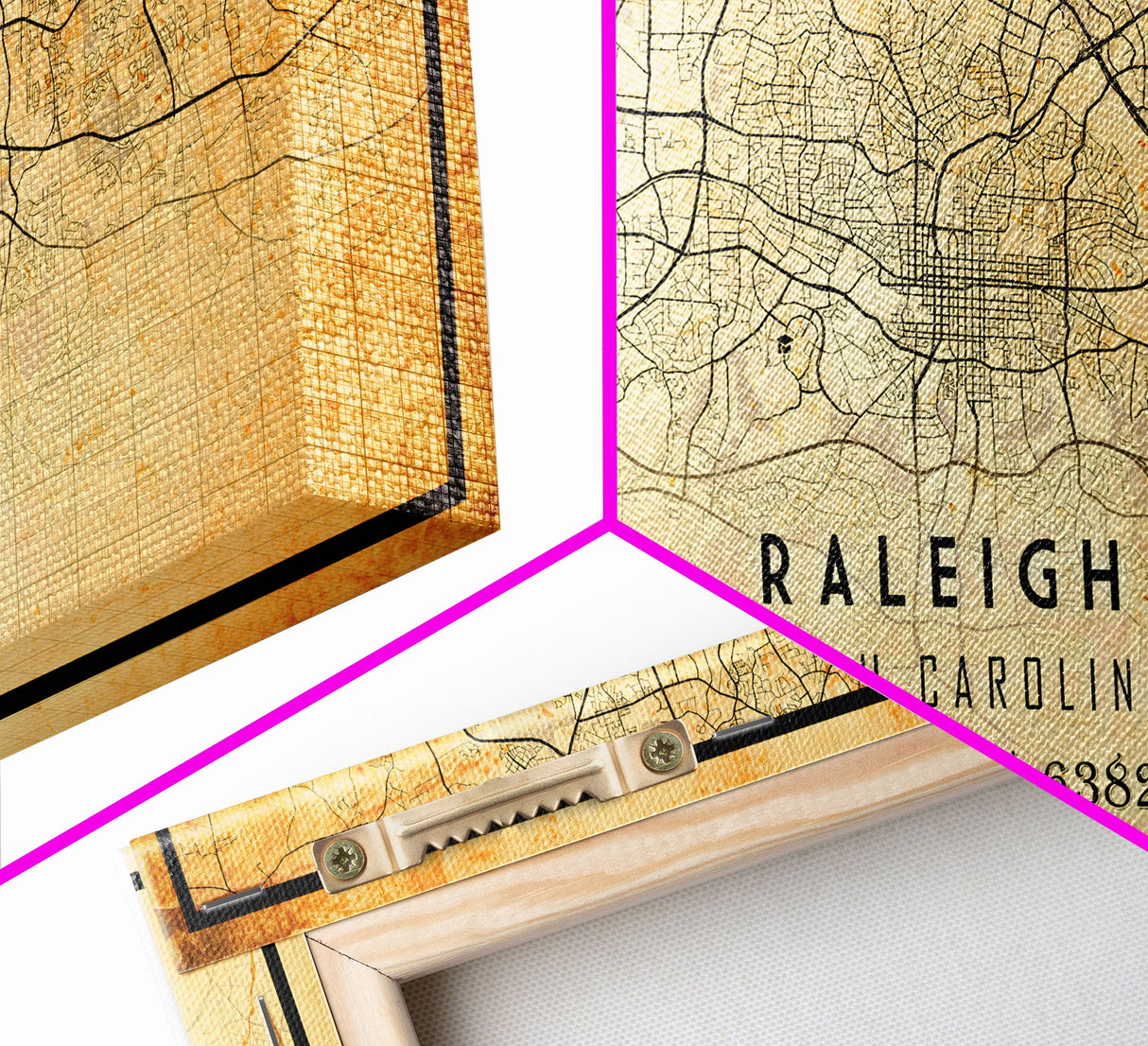 Raleigh North Carolina map print poster or framed canvas, Raleigh map print poster canvas, Raleigh city map Canvas print, Vintage Travel Art