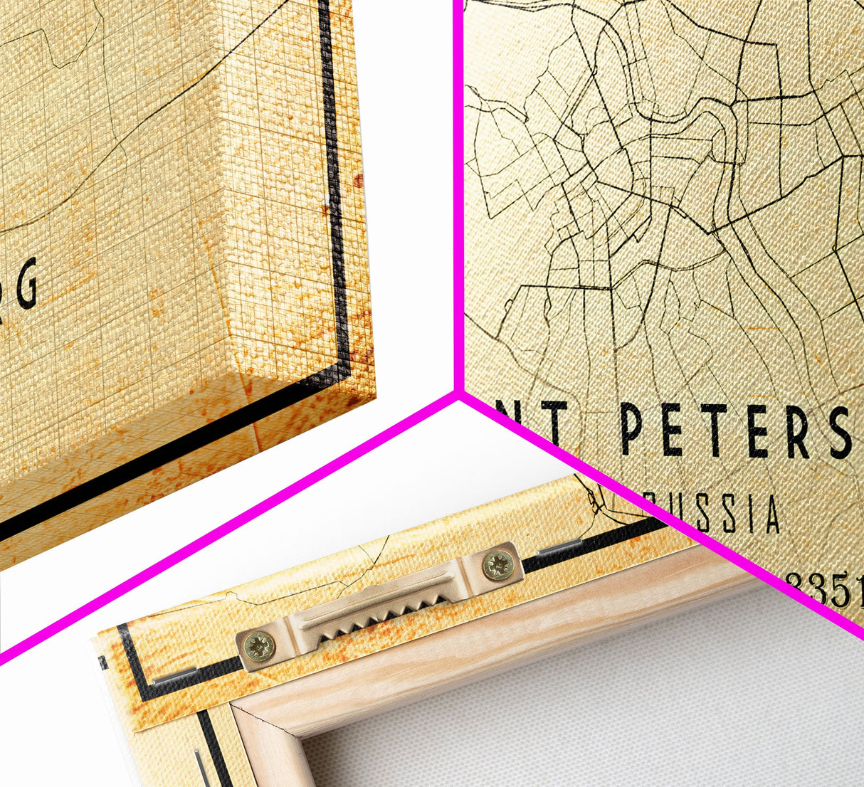 Saint Petersburg map print poster or framed canvas, St. Petersburg Russia map print canvas, city map print poster canvas, Vintage Travel Art