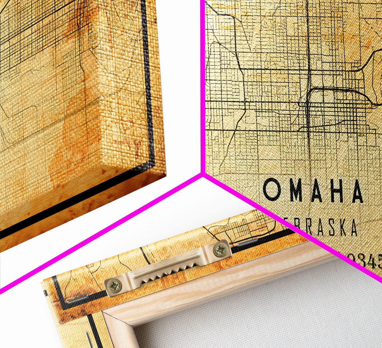 Omaha Nebraska map print poster or framed canvas, Omaha map print poster canvas, Omaha city map print poster canvas, Vintage Travel Art