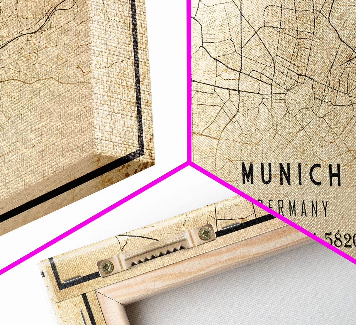 Munich map print poster or framed canvas, Munich Germany map print poster canvas, Munich city map print poster canvas, Vintage Travel Art