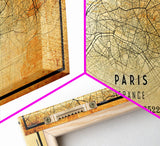 Paris France map print poster or framed canvas, Paris map print poster canvas, Paris France city map print poster canvas, Vintage Travel Art