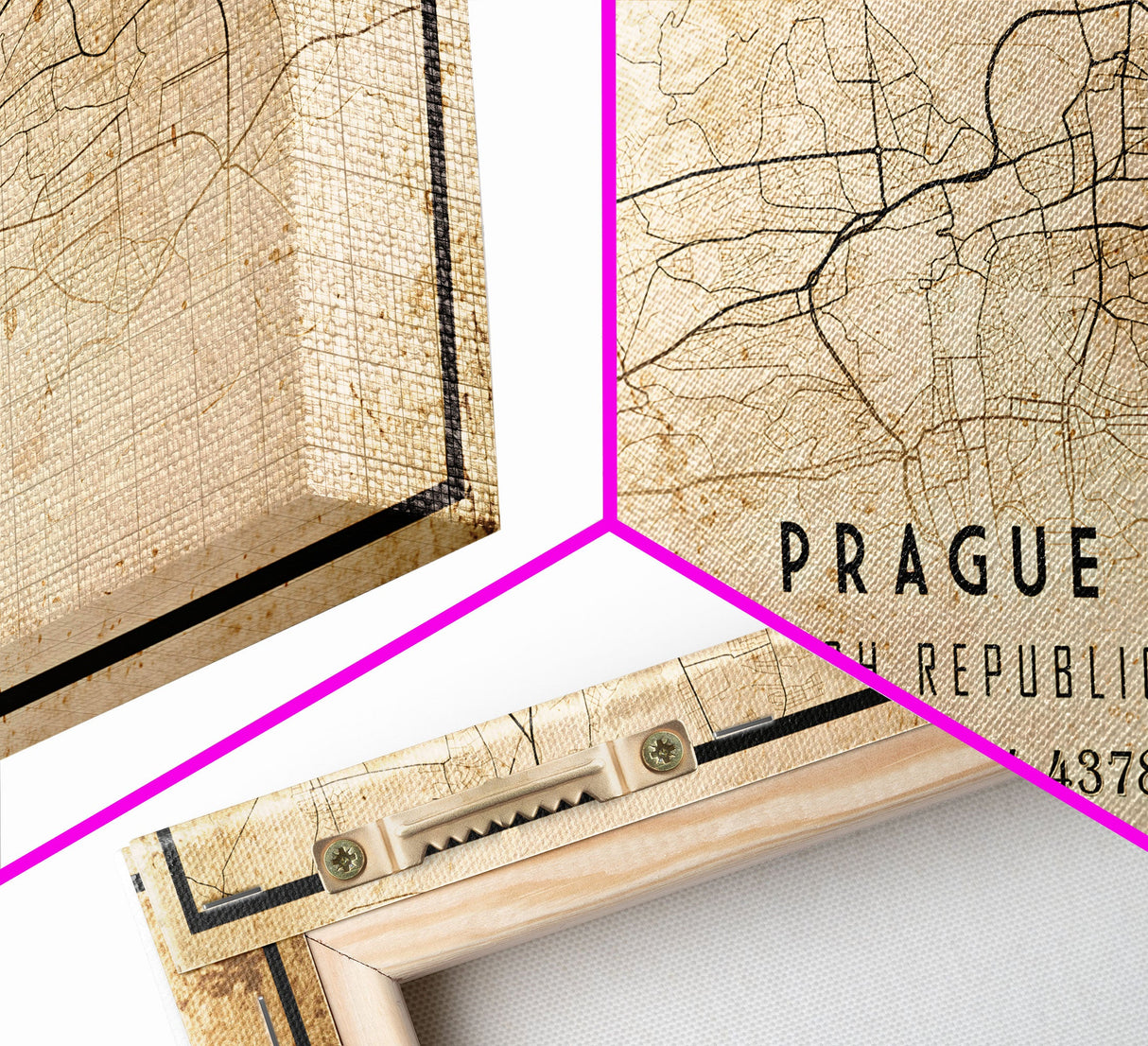 Prague Czech Republic map print poster or framed canvas, Prague map print poster canvas, city map print poster canvas, Vintage Travel Art