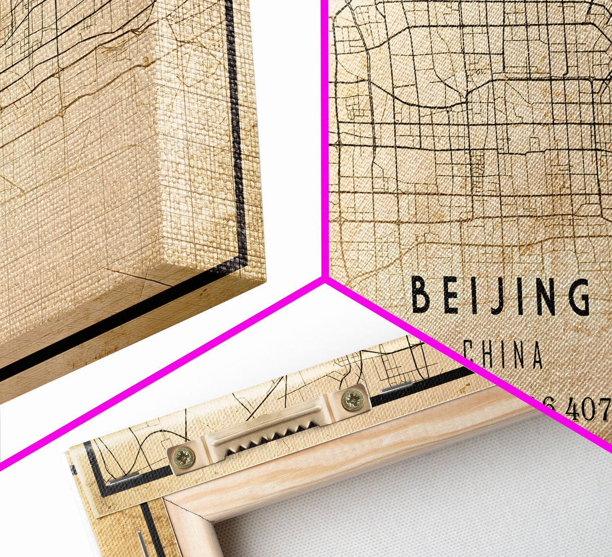 Beijing China map print poster or framed canvas, Beijing map print poster canvas, Beijing city map print poster canvas, Vintage Travel Art