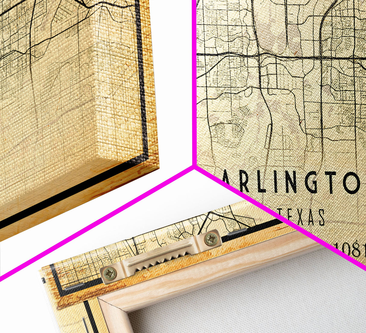 Arlington Texas map print poster or framed canvas, Arlington map print poster canvas, Texas city map print poster canvas, Vintage Travel Art