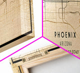 Phoenix Arizona Panoramic Street Map, Framed Canvas Art, Arizona United States Road Map Wall Art, Office Wall Art, Wall Decor for Office