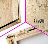 Prague Czech Republic Panoramic map print poster or framed canvas, map print poster canvas, city map print poster canvas, Vintage Travel Art