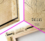 Dallas Panoramic Map Canvas Print, Texas Map Print, Texas Wall Art, Dallas Map Poster, US, Maps, Dallas Maps, Map Gifts, Large Framed Map