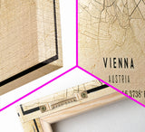 Vintage Panoramic Vienna City Map Wall Art Canvas Print, Distressed Style Austria Map, Framed Wall Art, Cool Travel Wall Art, Office Art