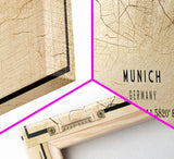 Munich Panoramic map print poster or framed canvas, Munich Germany map print poster canvas, city map print poster canvas, Vintage Travel Art