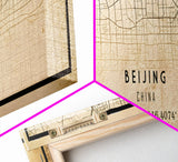 Panoramic Beijing China map print poster or framed canvas, Beijing map print poster canvas, city map print poster canvas, Vintage Travel Art