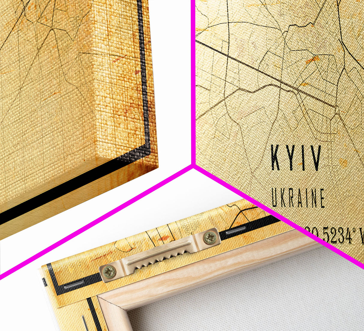 Old Panoramic Kyiv Ukraine City Map Wall Art Canvas Print, Vintage Style Kyiv Map, Framed Wall Art, Cool Kyiv Ukraine Wall Art, Office Art