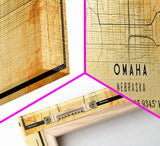 Panoramic Omaha Nebraska map print poster or framed canvas, Omaha map print poster canvas, city map print poster canvas, Vintage Travel Art