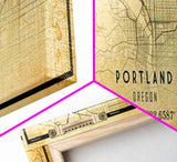 Panoramic Portland Oregon Street Map, Framed Canvas Art, Oregon United States Road Map Wall Art, Office Wall Art, Wall Decor for Office