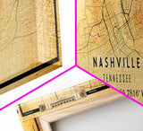 Panoramic Nashville Map Print, Framed Canvas Wall Art, Tennessee Street Map Art, Davidson City Street Road Map Wall Decor Panoramic Art