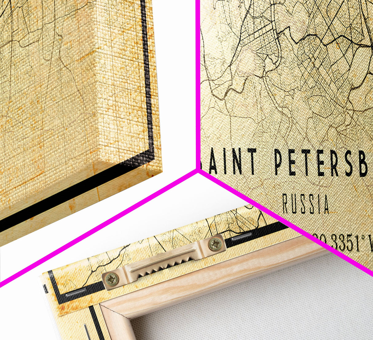 Panoramic Saint Petersburg map print poster or framed canvas, Russia map print canvas, city map print poster canvas, Vintage Travel Art