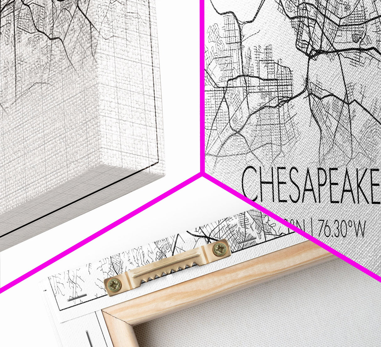 Panoramic Chesapeake City Map, Virginia Art, Map Print, Minimalist Wall Art, Canvas Art, Housewarming Gift, Street Map Art, Closing Gift