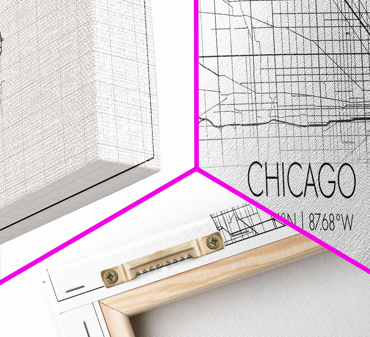 Panoramic Chicago City Map, Illinois Art, Map Print, Minimalist Wall Art, Canvas Art, Housewarming Gift, Street Map Art, Closing Gift