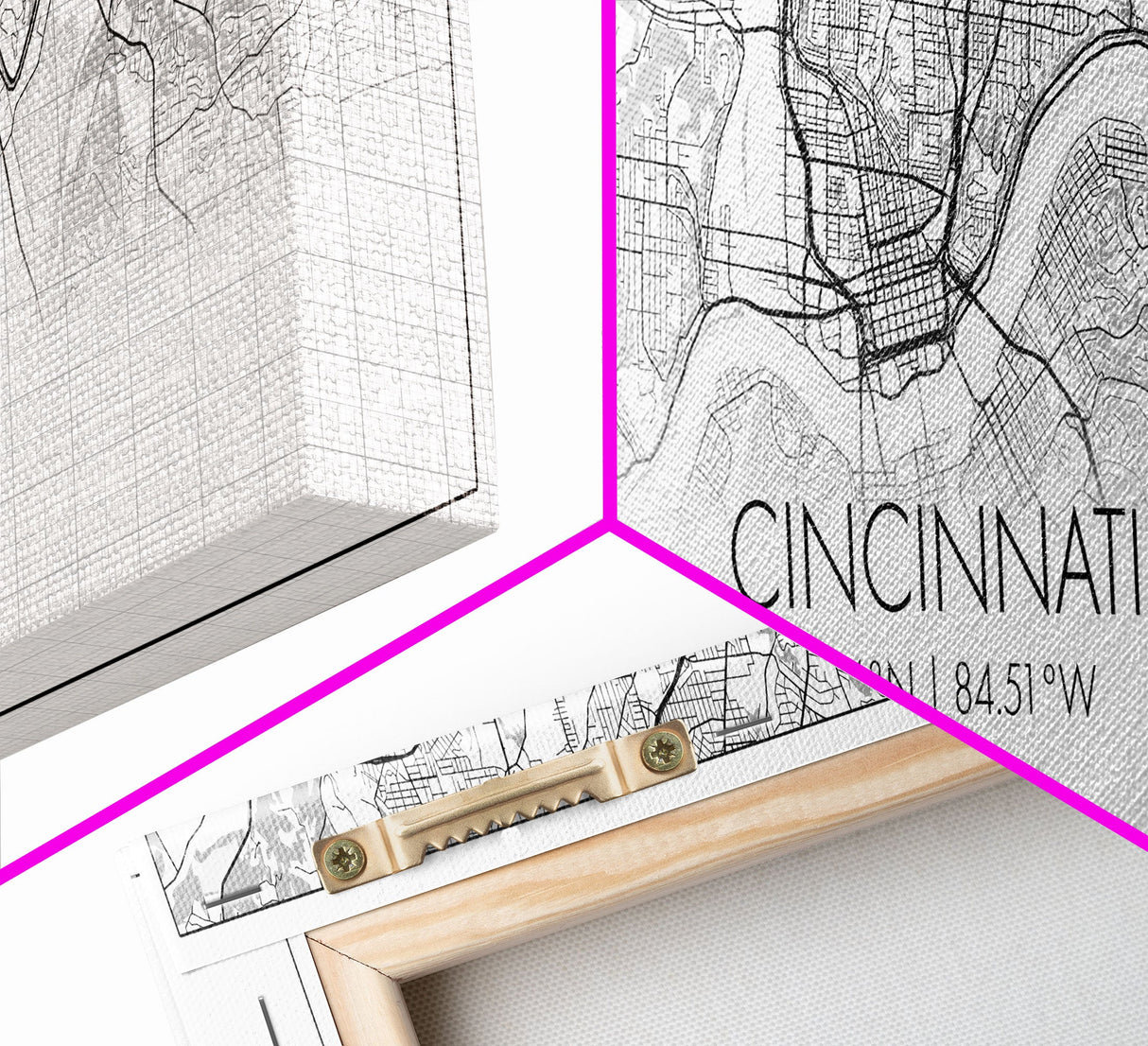 Panoramic Cincinnati City Map, Ohio Art, Map Print, Minimalist Wall Art, Canvas Art, Housewarming Gift, Street Map Art, Closing Gift