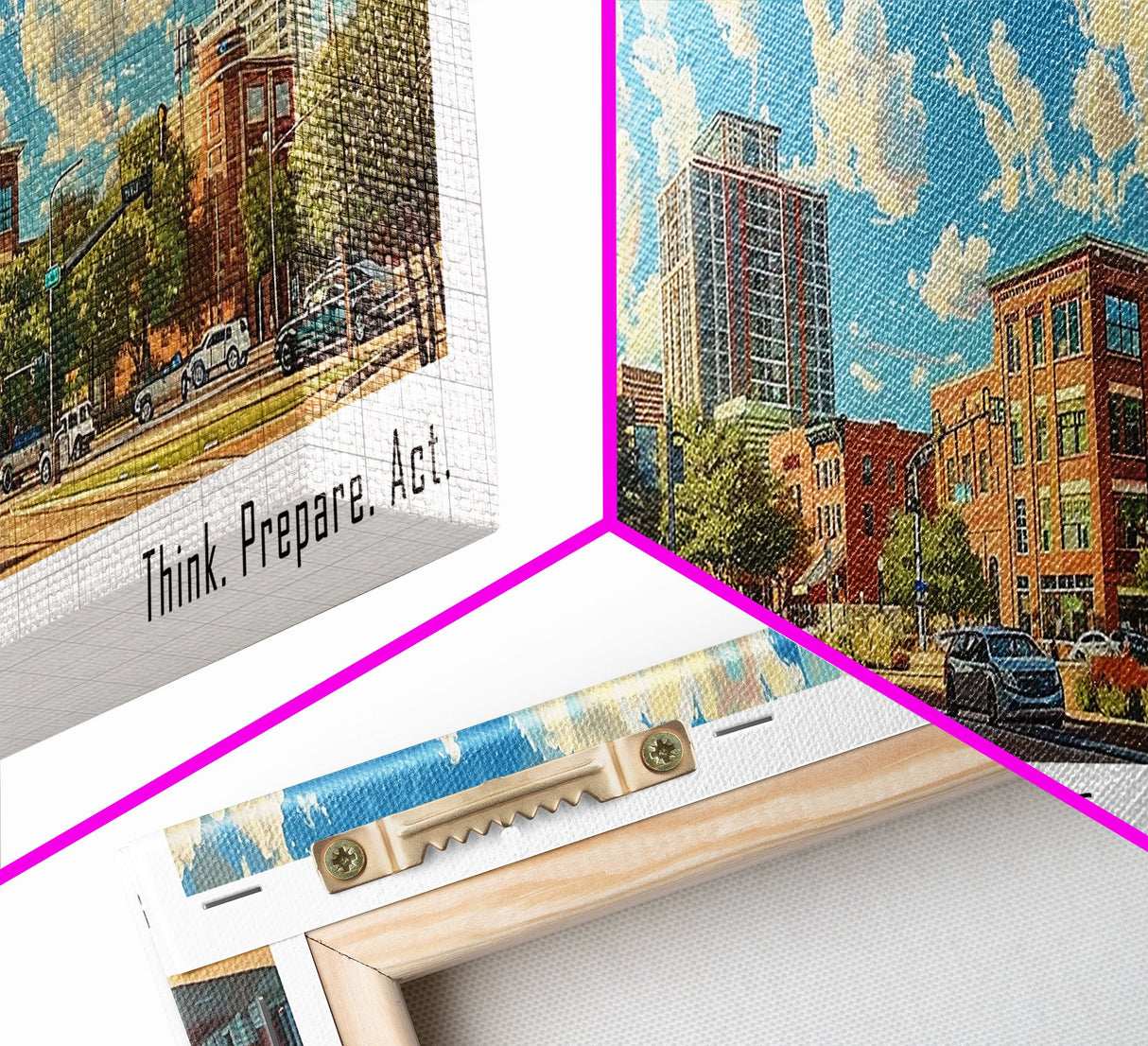 Irving Texas Panoramic Wall Art, Watercolor Framed Canvas Print, Urban Cityscape for Living Room, Travel Poster, Home Decoration
