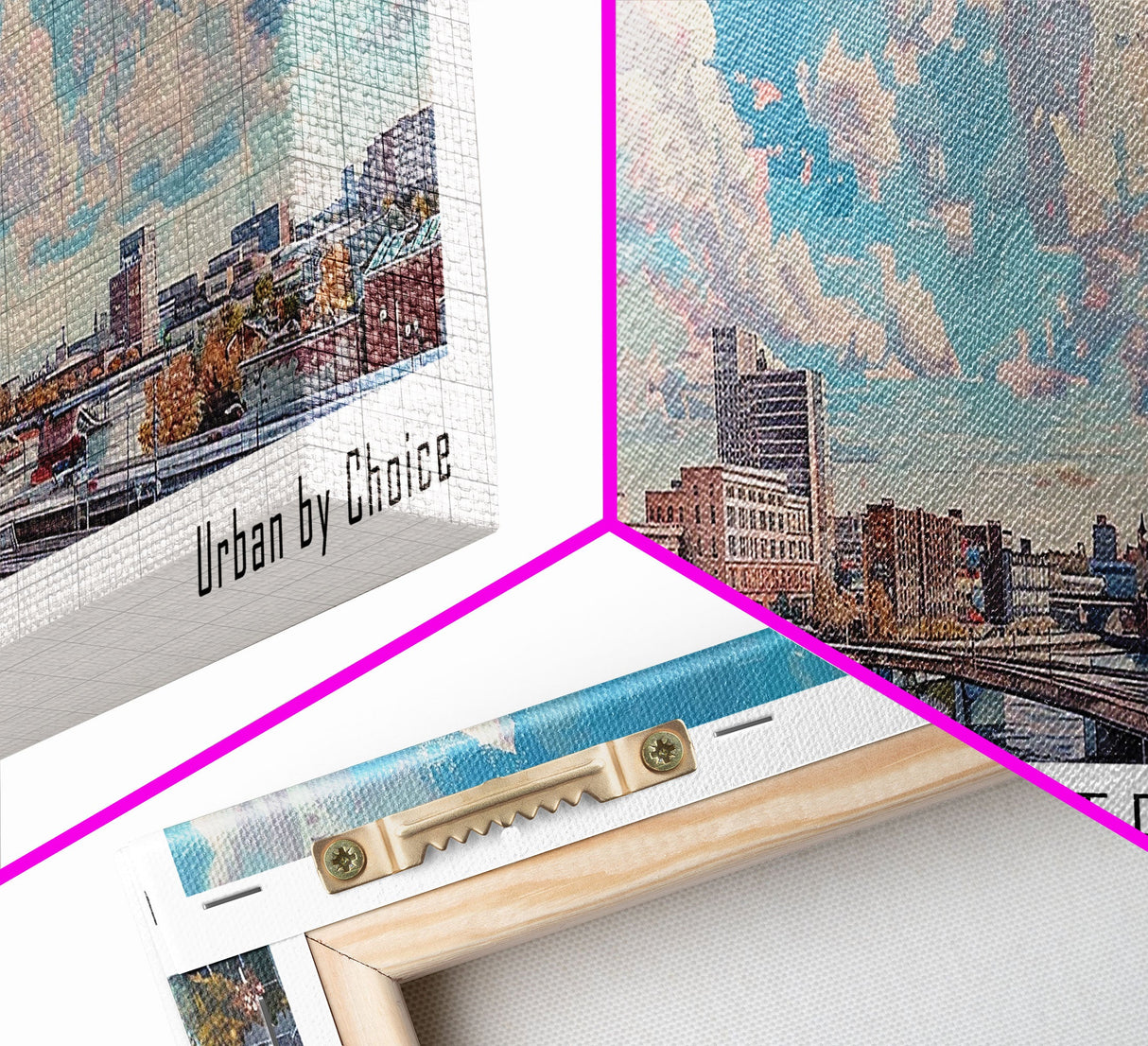 Rochester New York Panoramic Print, Artistic Framed Canvas Print, City Travel Poster, Home Decor, Office Wall Art, Unique Gift