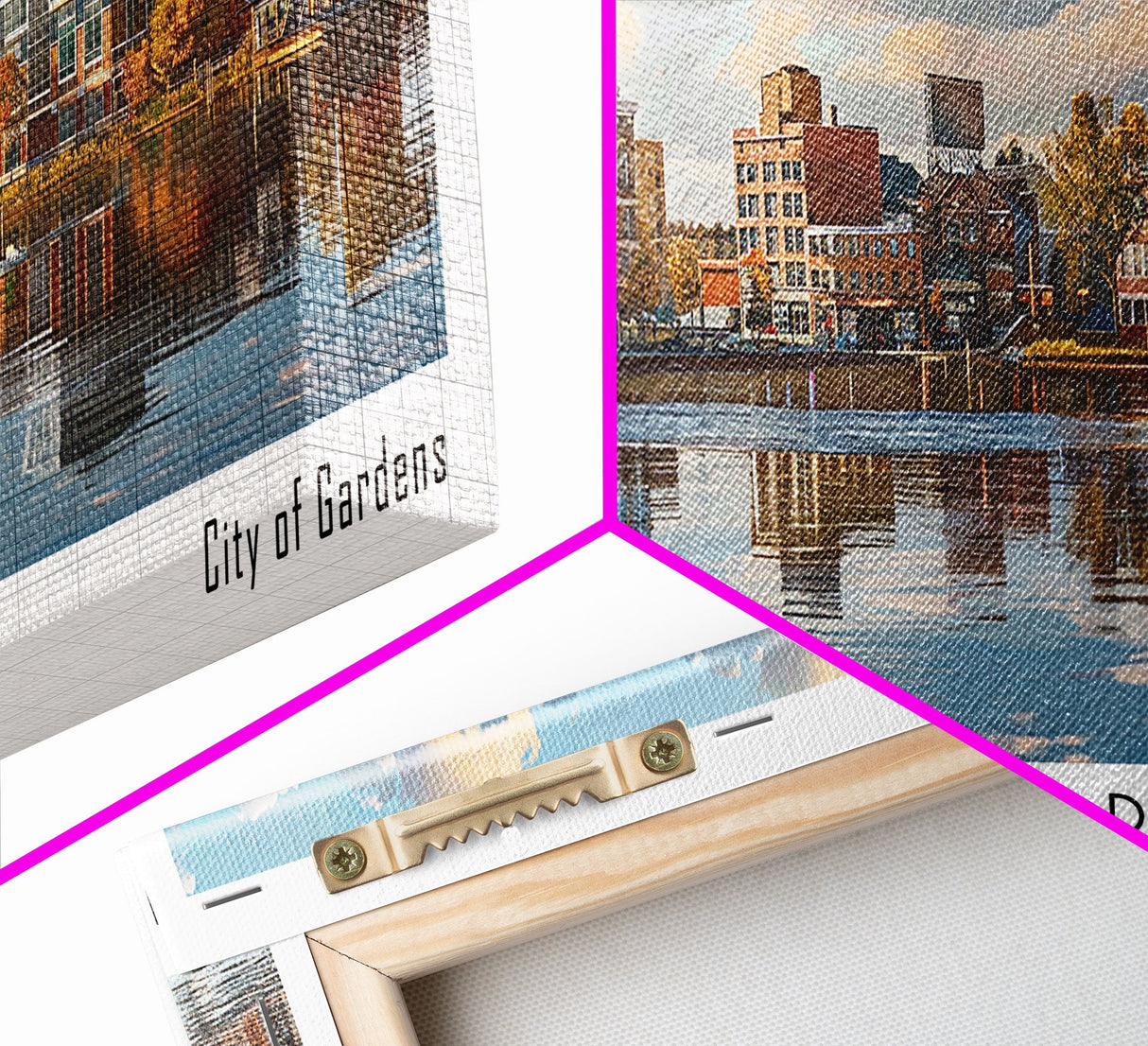 Rockford Illinois Panoramic Print, Trendy Framed Canvas Print, City Travel Poster, Home Decor, Office Wall Art, Gift Idea